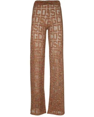 Gcds Broeken ,Oranje ,Polyester Metallic Elastische Gebreide Broek - Bruin