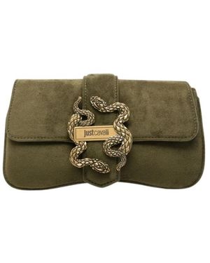 Just Cavalli Tassen ,Groen ,Suède Iconische Slangen Crossbody Tas