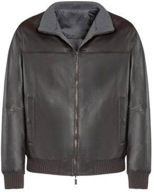 Gimo's Wendbare Bikerjacke Aus Lammfell Mit Zentralem Reißverschluss - Grau