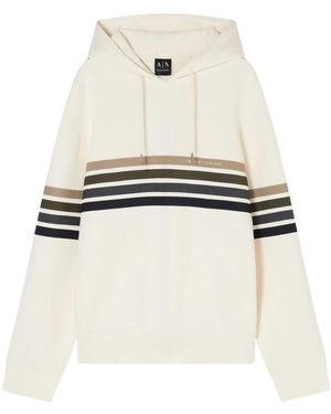ARMANI EXCHANGE Hoodies & Sweatvesten ,Katoen Hoodie Met Borststrepen - Wit