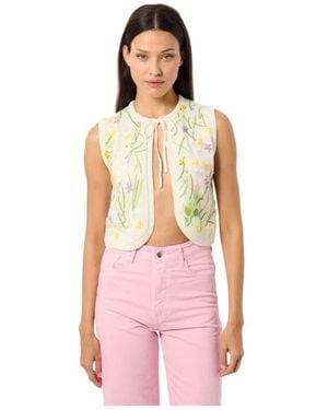 Manoush Handgemachter Blumenbolero Mit Kordelkragen - Pink