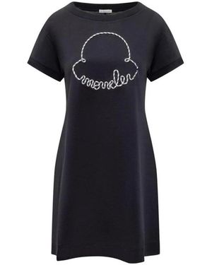 Moncler Logo Minikleid Aus Baumwolle - Schwarz