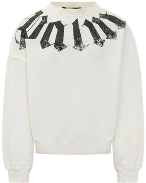 Palm Angels Hoodies & Sweatvesten ,Wit ,Neck Logo Loose Crew
