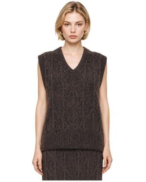 Kocca Strickweste Mit Zopfmuster - Schwarz