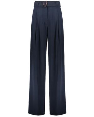 Moorer Broeken ,Blauw ,Polyester Wijde Broek Met Hoge Taille