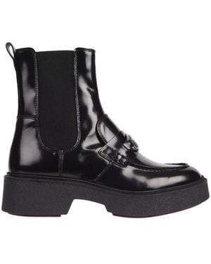 Tommy Hilfiger Leather Hardware Detail Boots - Black