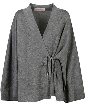 Circus Hotel Grijze Viscose Korte Kimono Jurk - Grijs