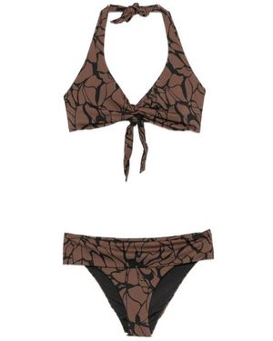 Fisico Badmode ,Bruin ,Spandex Badpak Met Knoopdetail - Wit