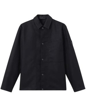 Stone Island Overhemden ,Zwart ,Nylon Wool Nylon Flannel Ghost Overshirt - Blauw