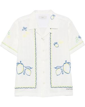 DUNST Overhemden ,Wit ,Katoen Shirt Met Citroenborduursel