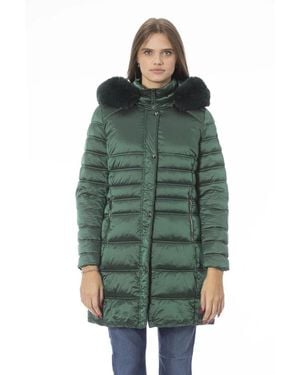 Baldinini Jassen ,Groen ,Lange Gewatteerde Jas Met Externe Zakken