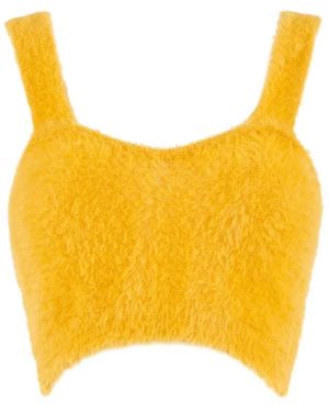 Nenette Pluche Gebreide Top Polyamide - Geel