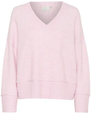 Kaffe Truien & Vesten ,Paars ,V-Hals Truien - Roze