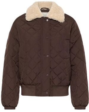 Cream Bomber Jackets - Marrone