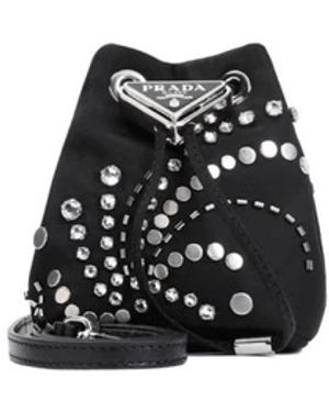 Prada Tassen ,Zwart ,Zwarte Kristal Emmer Tas