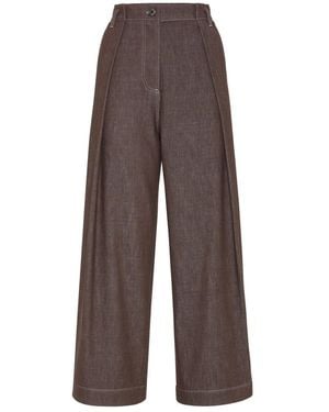Brunello Cucinelli Broeken ,Bruin ,Wide Broeken