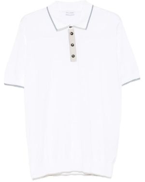 Pal Zileri Tops ,Wit ,Katoen Katoenen Gebreide Polo Met Korte Mouwen