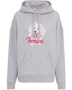 Fiorucci Hoodies & Sweatvesten ,Grijs ,Poodle Logo Print Relaxed Hoodie