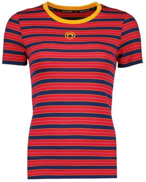 Marine Serre Logo Streifen T-Shirt - Rot