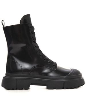 Hogan Lace-Up Boots - Black