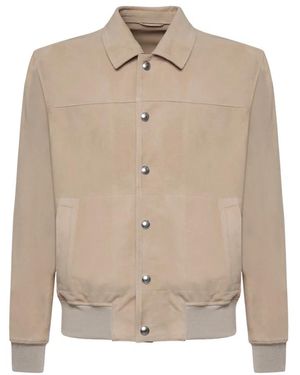 Eleventy Leather Jackets - Natural