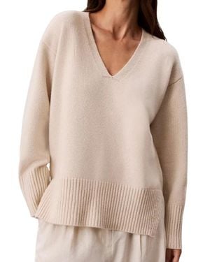 Calvin Klein Lux Wol Trui - Naturel