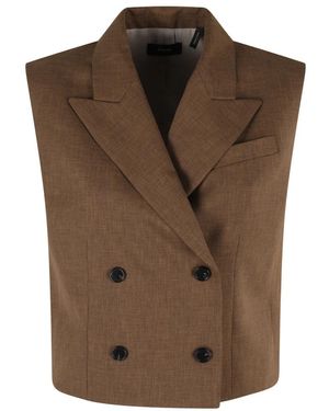 Theory Bronzen Twill Vest Met Dubbele Rij Knopen - Bruin