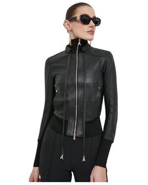 Patrizia Pepe Jassen ,Zwart ,Leer Blouson Leren Jas
