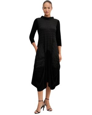 Joseph Ribkoff Bubble Jacquard & Silky Knit Cocoon Jurk - Zwart
