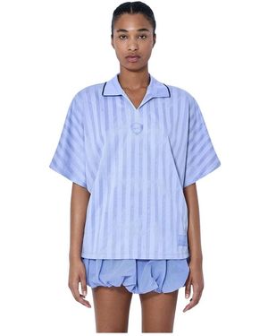 Nike Fitness ,Paars ,Polyester Runway Jersey Top - Blauw