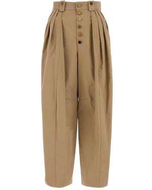 Chloé Broeken ,Katoen Katoenen Broek Met Wijde Pijpen - Naturel