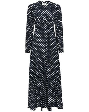 RIXO London Polka Dot Silk Dress - Blauw