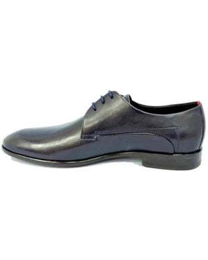 HUGO Herren Lederschnürschuhe Blau