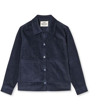 Mads Nørgaard Cord Blouse Parisian Night Oversized Zakken - Blauw