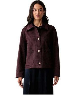 Guess Jassen ,Paars ,Suède Shirt Jacket - Zwart