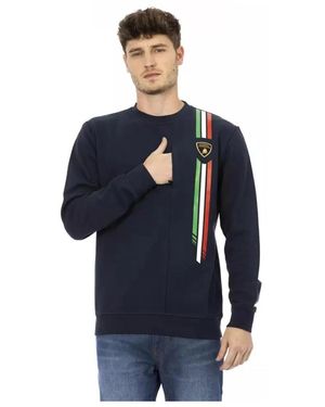 Automobili Lamborghini Italienische Flagge Crew Neck Sweatshirt - Blau