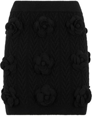 Philipp Plein Rokken ,Zwart ,Wol Knit Short Skirt Roses