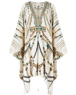 CAMILLA Kurzer Kaftan Mit Taillenschlaufe - Weiß