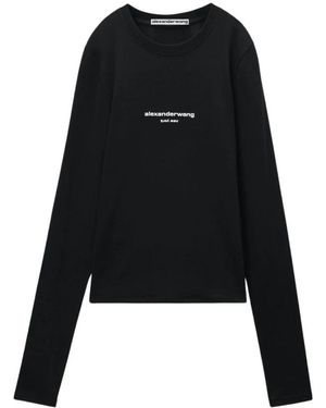 Alexander Wang Knit Logo Long Sleeve Tee - Zwart