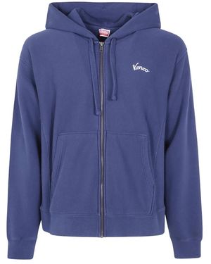 KENZO Hoodies & Sweatvesten ,Blauw ,Katoen Eiffeltoren Design Klassieke Rits Hoodie
