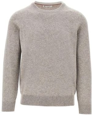 Brunello Cucinelli Kaschmirpullover Mit Rundhalsausschnitt - Grau
