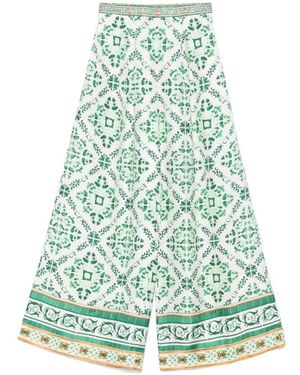 CAMILLA Broeken ,Veelkleurig ,Pailletten Zijden Palazzo Broek Met Pailletten - Groen