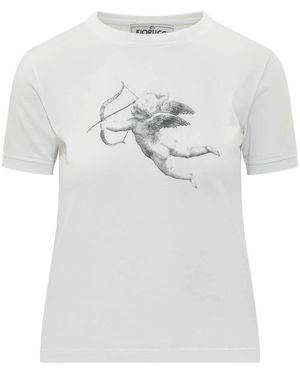 Fiorucci Tops ,Wit ,Katoen Popcorn Print Babyshirt - Grijs