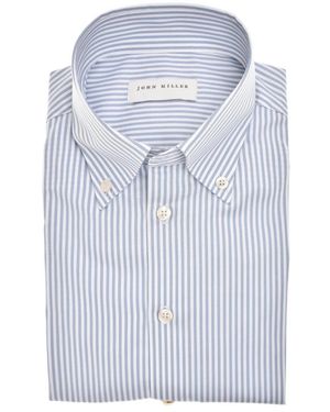 John Miller Overhemd Slim Fit - Blauw