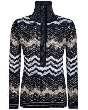 Missoni Truien & Vesten ,Blauw ,Maglia Ml Collo Alto