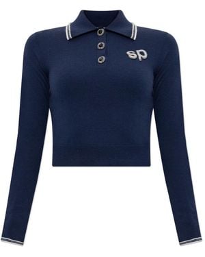 Self-Portrait Wollpullover - Blau