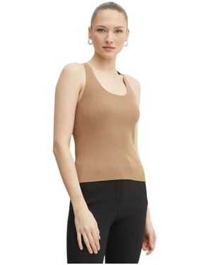 Michael Kors Geripptes Rundhals-Tanktop - Natur