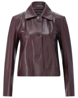 Arma Kurze Lederjacke Mit Hornknöpfen - Lila