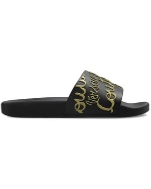 Versace Jeans Couture Glitter Logo Shelly Sliders - Schwarz