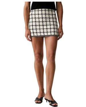 Twinset Rokken ,Leer Bouclé Minirok Met Ruitpatroon - Zwart